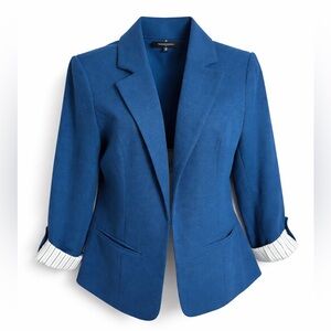 41 Hawthorn Blue Open Front Blazer Cuffed Sleeves Size M